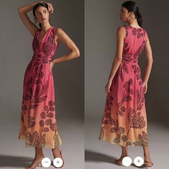 Anthropologie Verb by Pallavi Singhee V-Neck Ombre Maxi Dress Size XXS - Picture 1 of 10